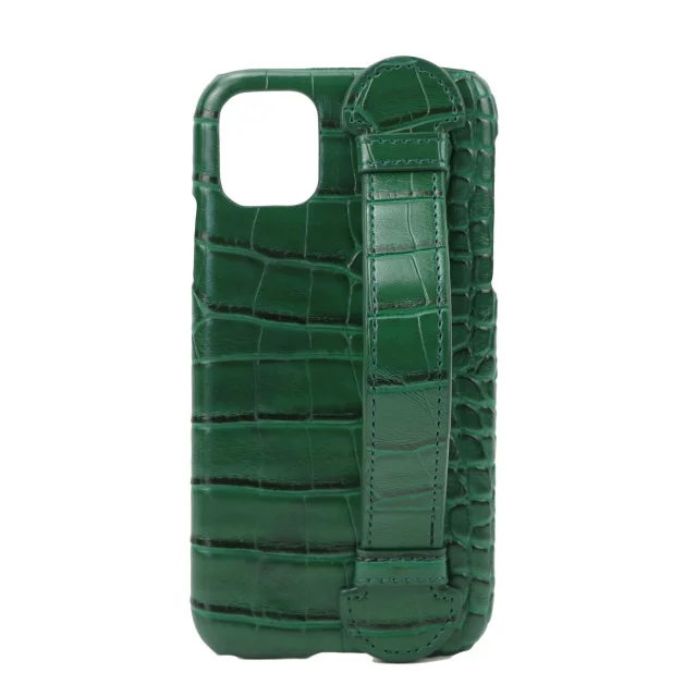 Fashion small order wholesale vegan PU leather handle carry custom cell phone case for iPhone