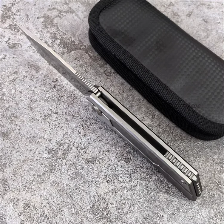 Tactical Folding Pocket GR5 titanium  Knife for men 14C28N Stainless Steel Blade Frame Lock EDC Camping Knives Belt Clip Carry