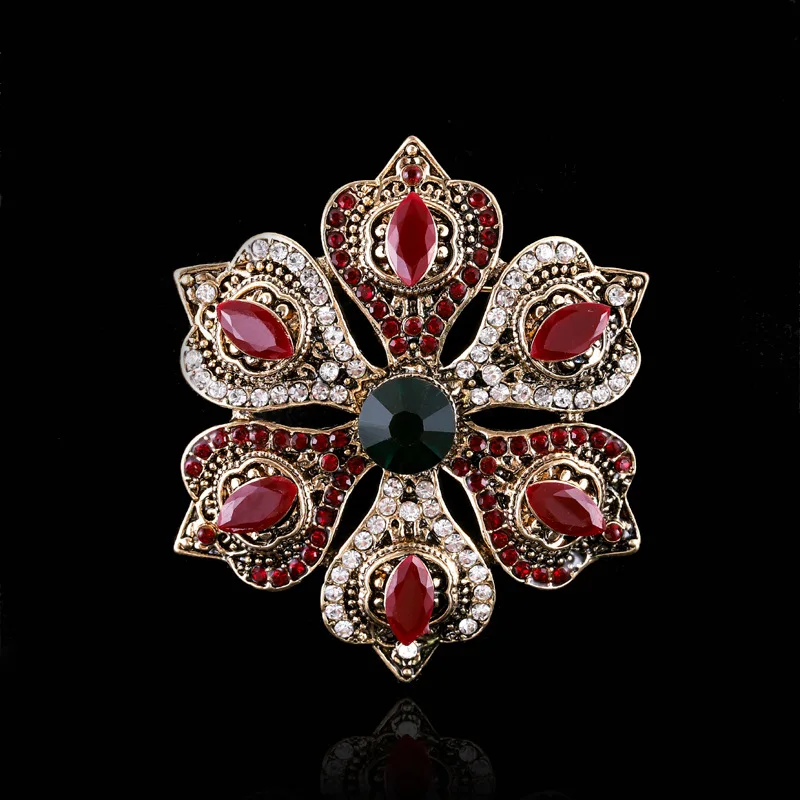 wholesale Fashion metal brooches with colorful stones