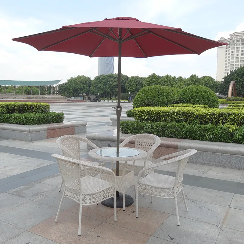 high quality rattan outdoor  furniture set patio umbrella rattan coffee table rattan chairs