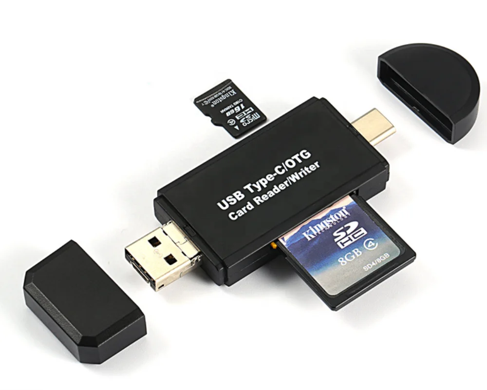 Amazon Best Selling 3 in 1 USB Type C Micro USB OTG SD Micro TF Card Reader Writer