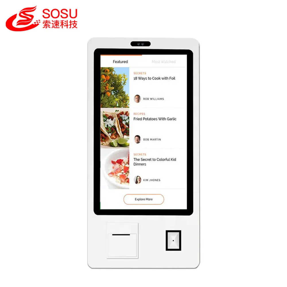i3 4+128g 23.6inch For Restaurant Self Service Machine Interactive Information Terminals Lcd Touch Screen Payment