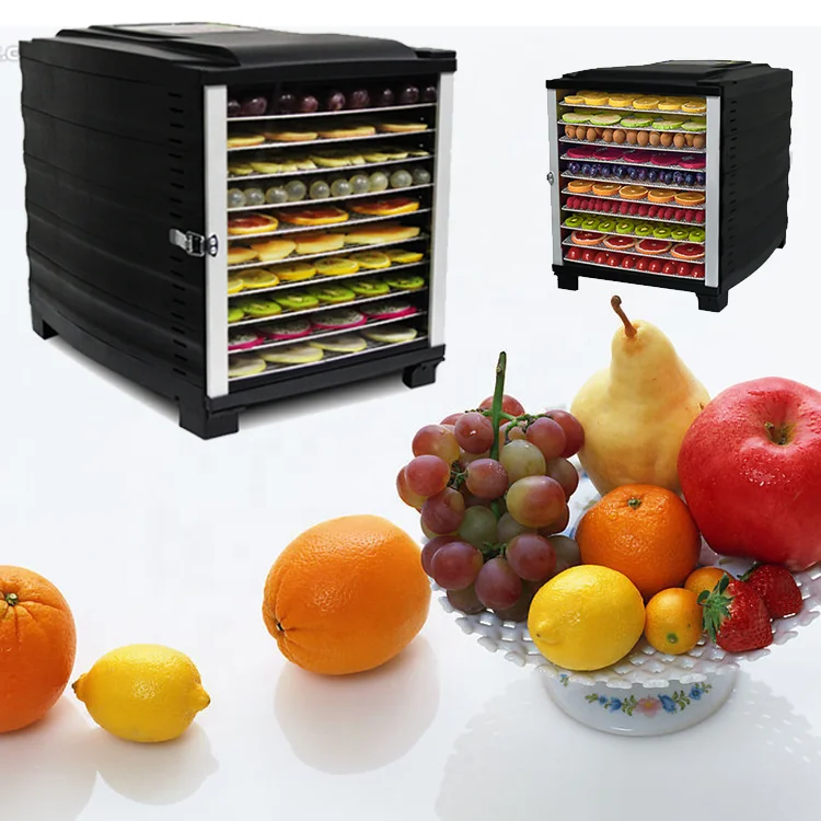 Fruit dehydrator, timer and temperature control 10 trays home use fruit vegetable food dehydrator black and white 800 Watt