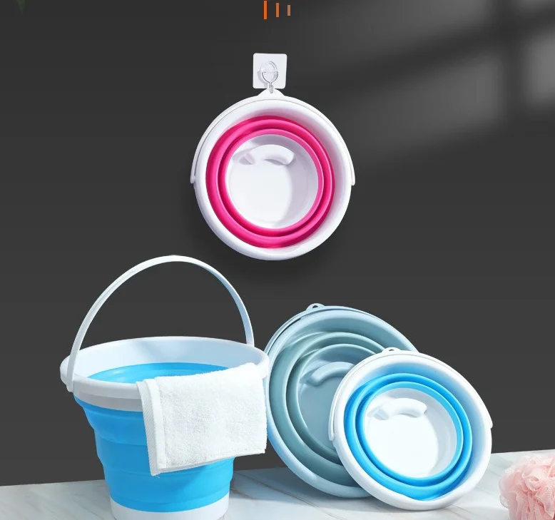 OEM 5L 10L Portable Thickened Plastic Bathroom Camp Household Cleaning Folding Silicone Car Wash Outdoor Fishing Water Bucket