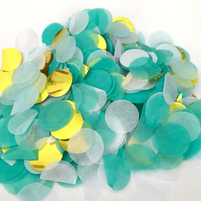 Confetti Paper 1 cm size pink blue colorful bulk Packed Round Tissue 10 g per bag for party