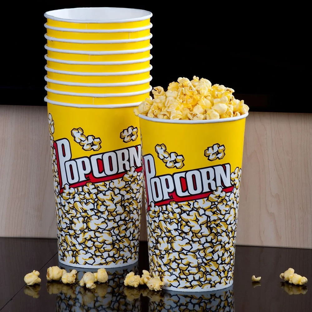 Custom logo printed 64oz Tall popcorn buckets paper food buckets Cups for popcorn