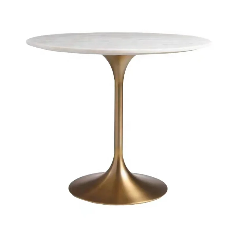 (SP-RT065) modern Home dining room furniture gold metal base white color round dining tables
