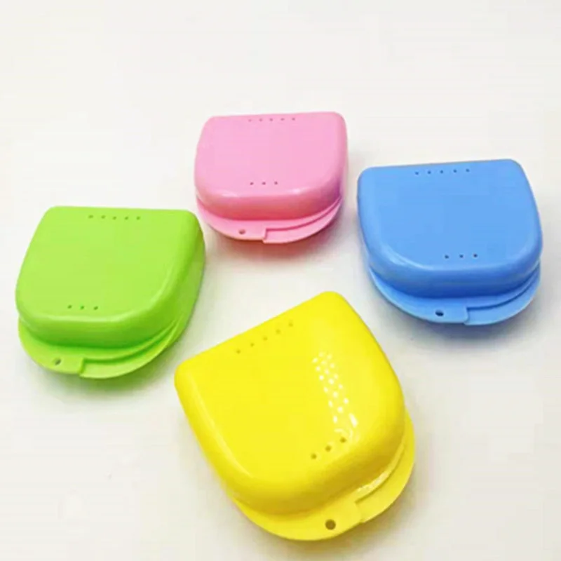 Plastic colorful invisible storage aligner dental denture storage box denture orthodontic braces retainer case