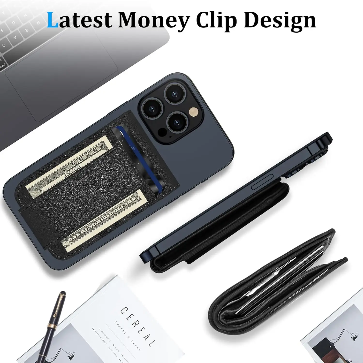 2024 newest magnetic phone wallet men slim money clip with stand credit card holder for iPhone 16/15/14 /13/12  Pro Max Plus