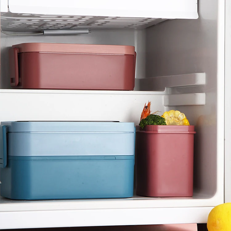 Reusable Mobile Compartment Microwave Safe Plastic Bento Box with Spoon Storage Food Container Boite Adult Kids Lunch Box