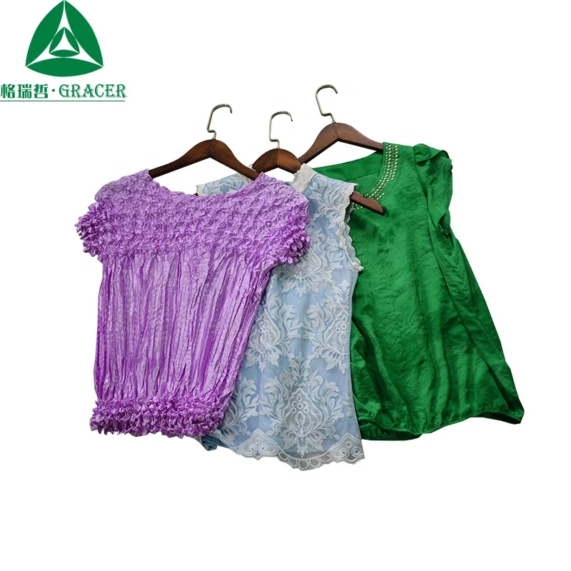 Factory Stock Wholesale Bales Bulk Ladies Cotton Blouse VIP Used Clothes Used Clothing Warehouse