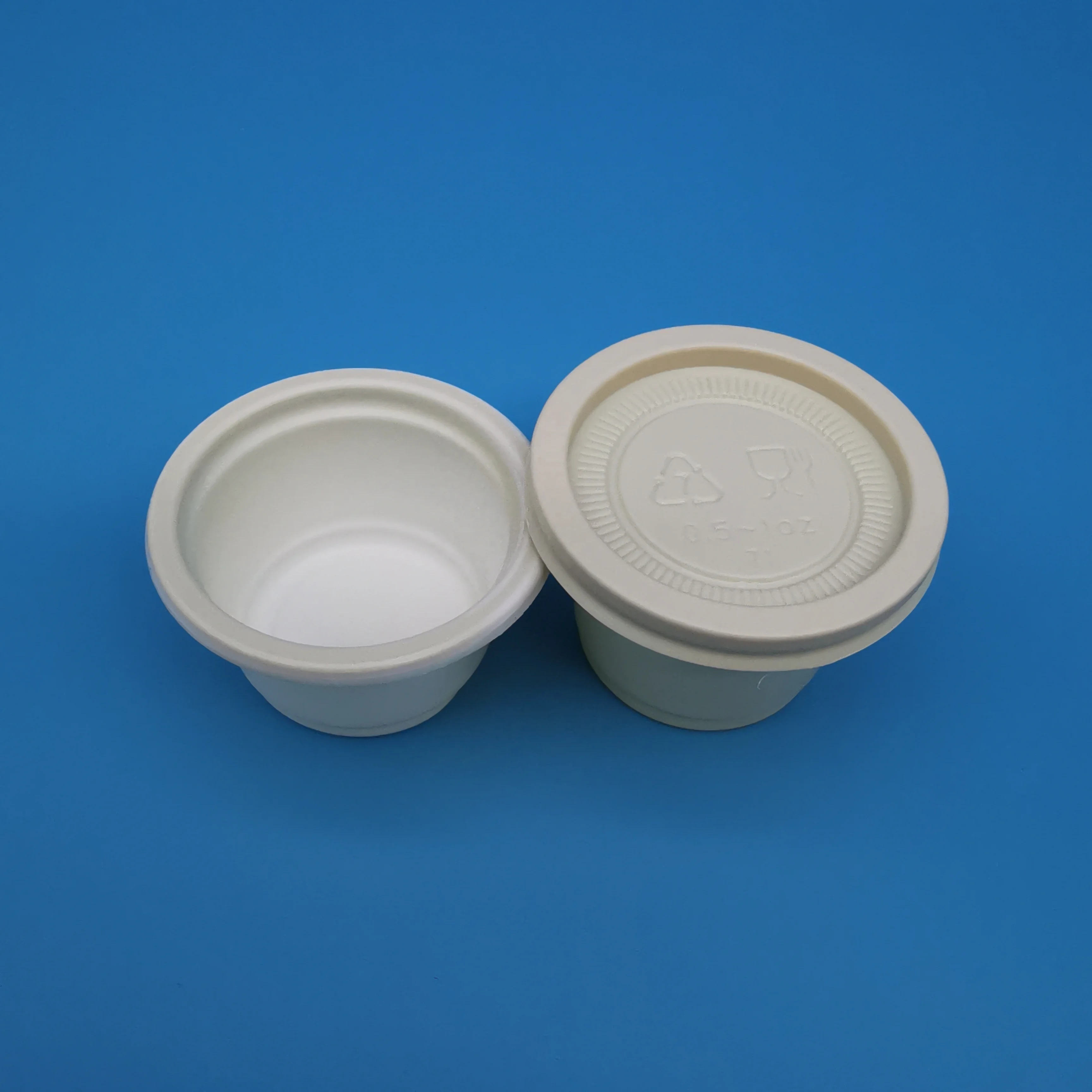 2500PCS 1 oz 30 cc individual lid biodegradable corn starch to go deli food portion sauce container cups disposable sauce cup