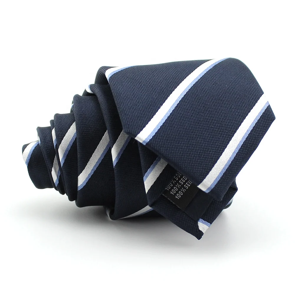 China Suppliers Shengzhou Wholesale Custom Made Necktie Jacquard Woven Mens Fashion Classic Navy Blue Silk Ties For Men Striped