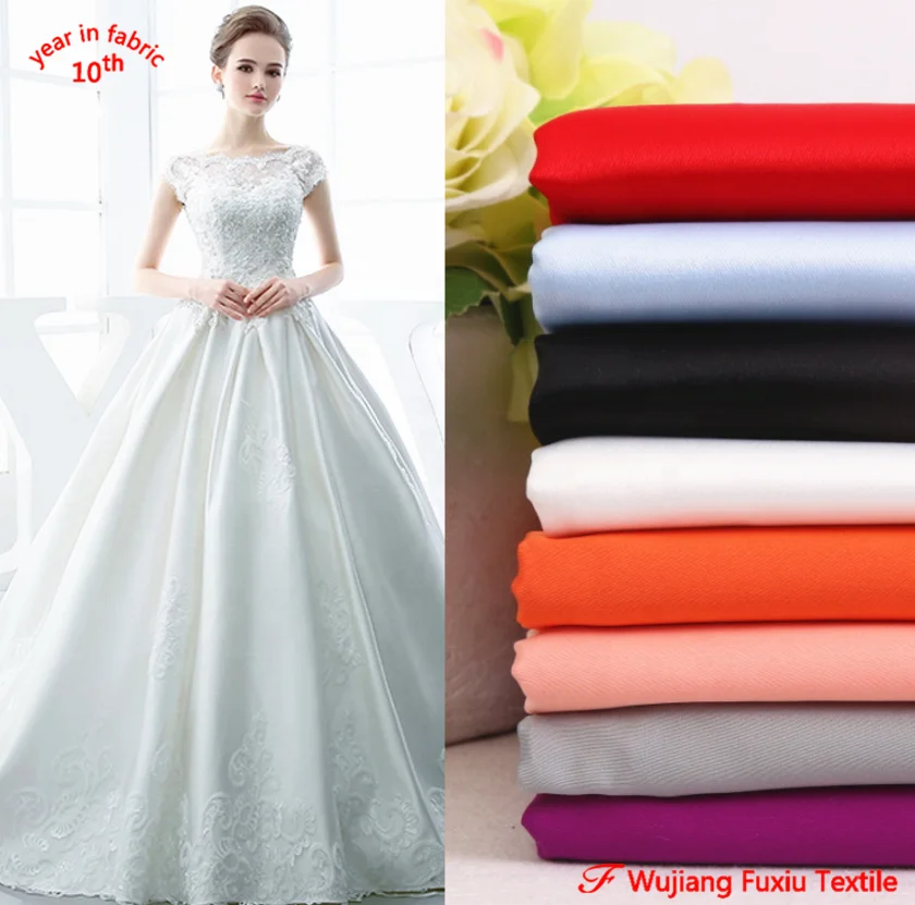 150--180gsm heavy evening dress 100% polyester bridal glitter wedding decoration satin fabric