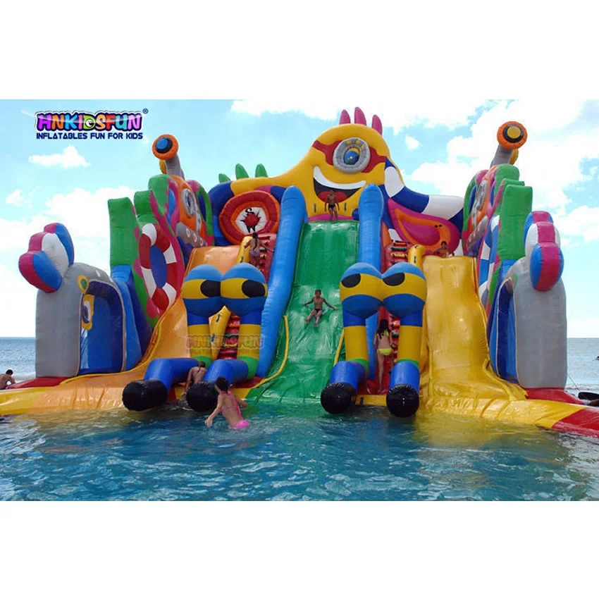 Outdoor Ground Inflatable Water Park With Big Pool Slide Land Inflatable Aqua Park Fun Amusement Park
