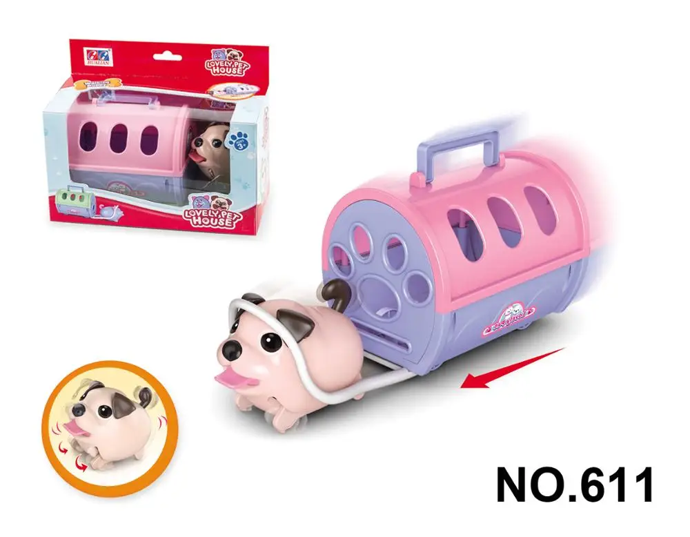 B/O Dog Electronic PET Jump & Waddle Puppy with Cage house and Carrier