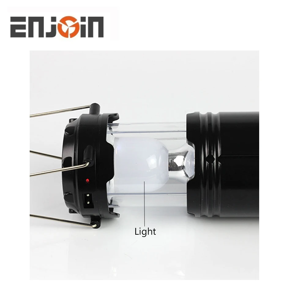 ENJOIN Factory Supply Cheap Plastic Outdoor Multi-functional Solar Power Rechargeable LED Camping Lantern Light