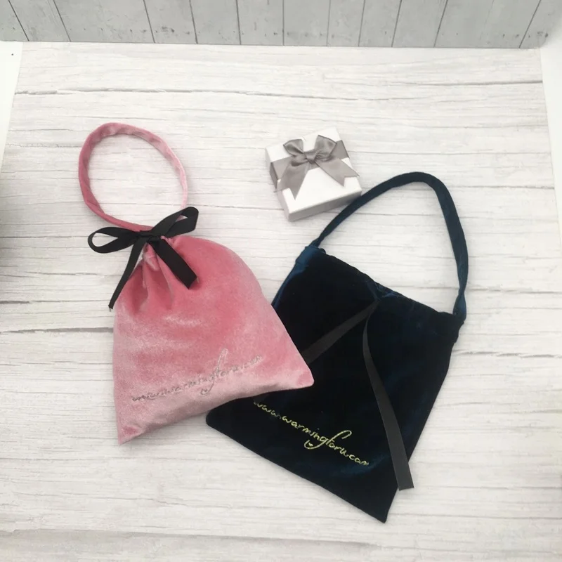 Velvet storage bag travel underwear cosmetic bag with hand drawstring drawstring pocket