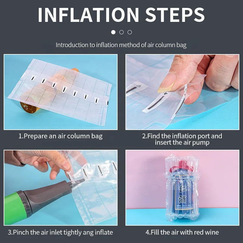 Red Wine Hand-held air Column Bag Packaging Cushioning Bubble Column Inflatable Bag air Column Anti Drop Packaging Bag