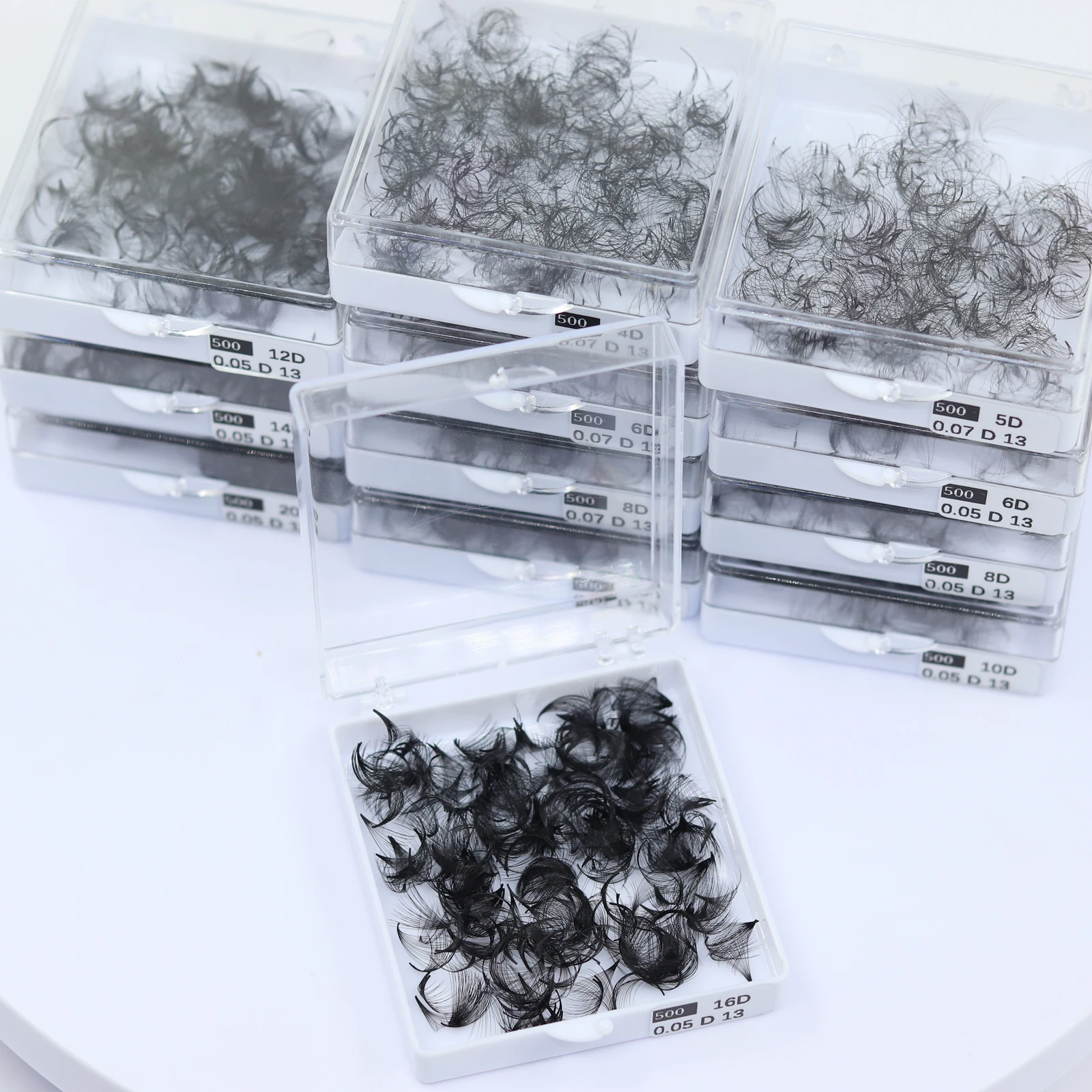 Allison Handmade Natural Wispy Pointy Premade Loose Volume Fans Single Length 13mm Faux Mink Promade Fans