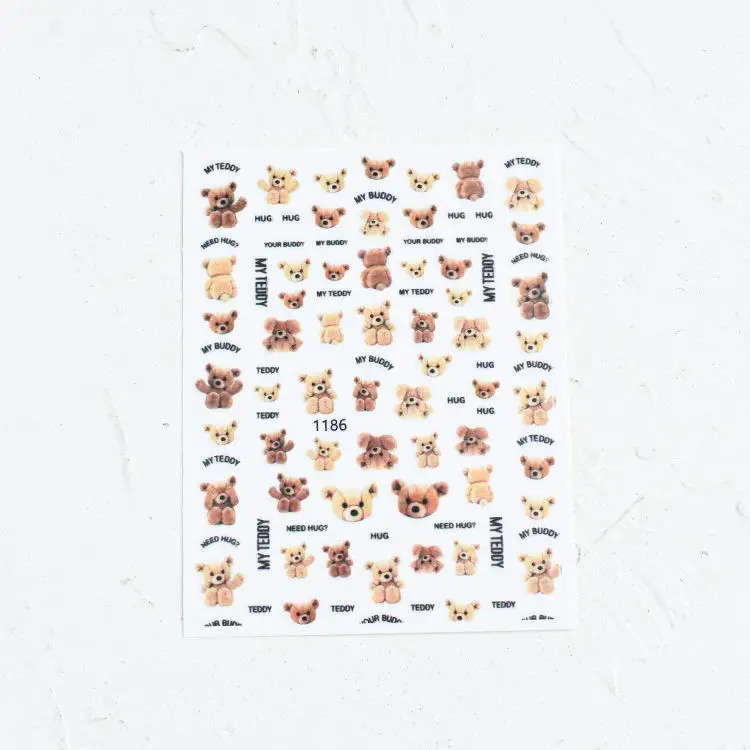 New Product Korean Nail Stickers Designer Nail Decoration Stickers Cartoon Bear Nail Stickers Decals