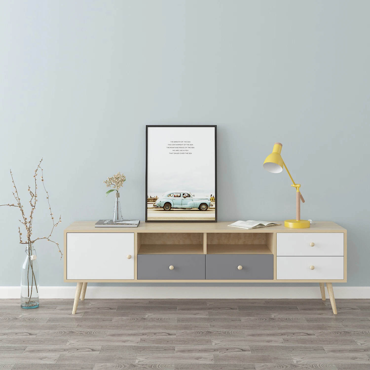 
2021 New Modern TV Cabinet console in Wood TV Stands and coffee table set combination latest designs wooden Style nordic 