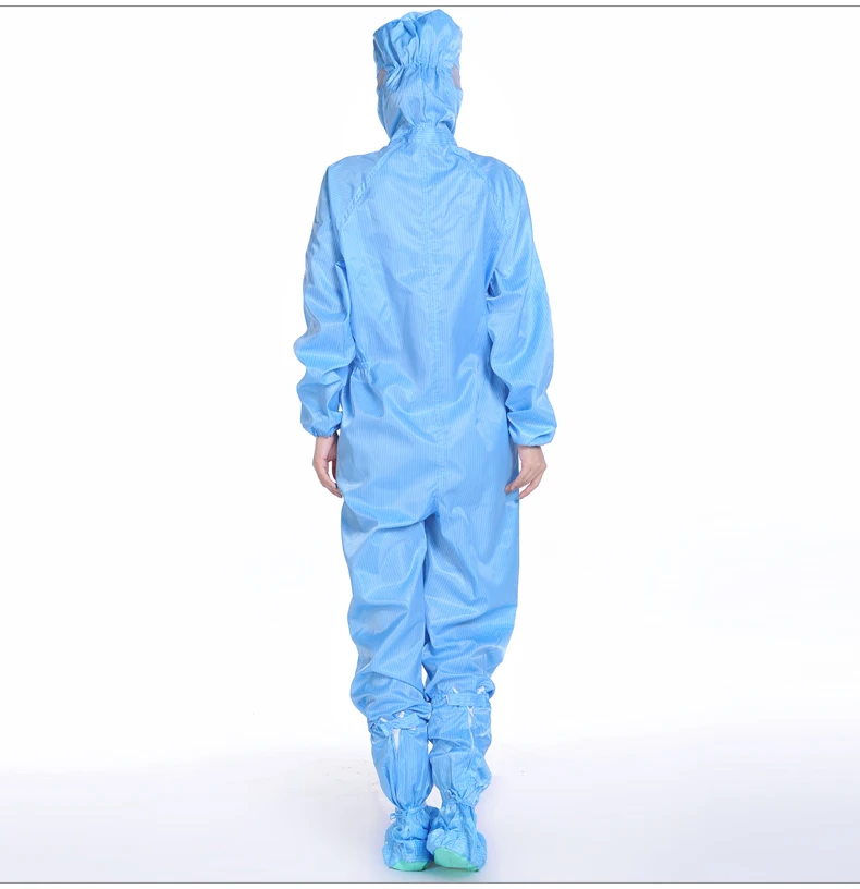 Reusable Antistatic ESD Gown - Comfortable, Breathable Polyester Cleanroom Coverall with 5mm Vertical Stripes