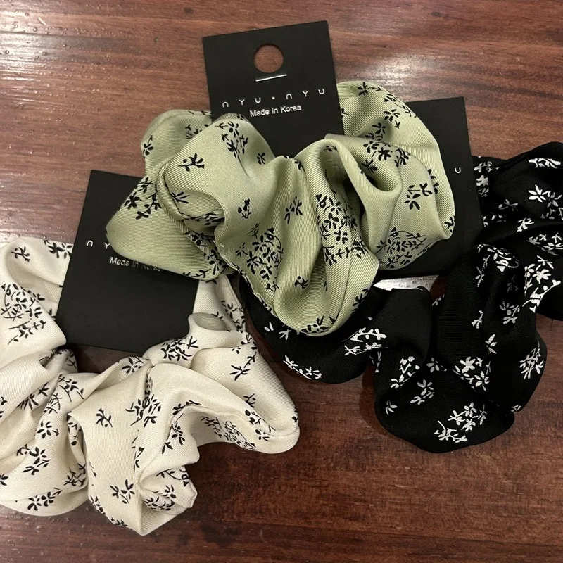 Fashion Rubber Hair Bands Pony Tail Holder Elastic Hair Ties Accessories French Vintage Large Floral Hair Scrunchies For Women