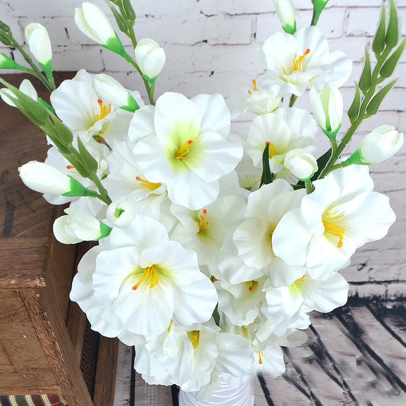2023 New Realistic 1Pc Artificial Simulation Gladiolus Flower Stem Wedding Bouquet / Posy Table Arrangement Home Decor 8 Colors
