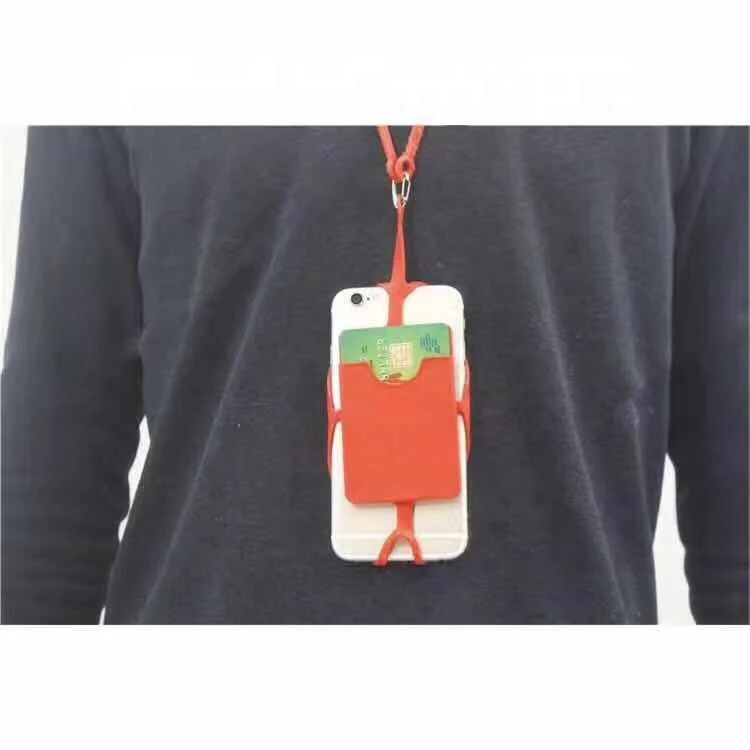 Hot popular phone silicone lanyard neck strap cardholders
