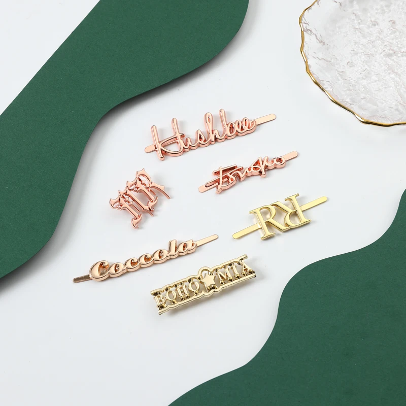 Custom Person metal letters logo bag plate brand name handbag wallet hat metal brand logo for bag