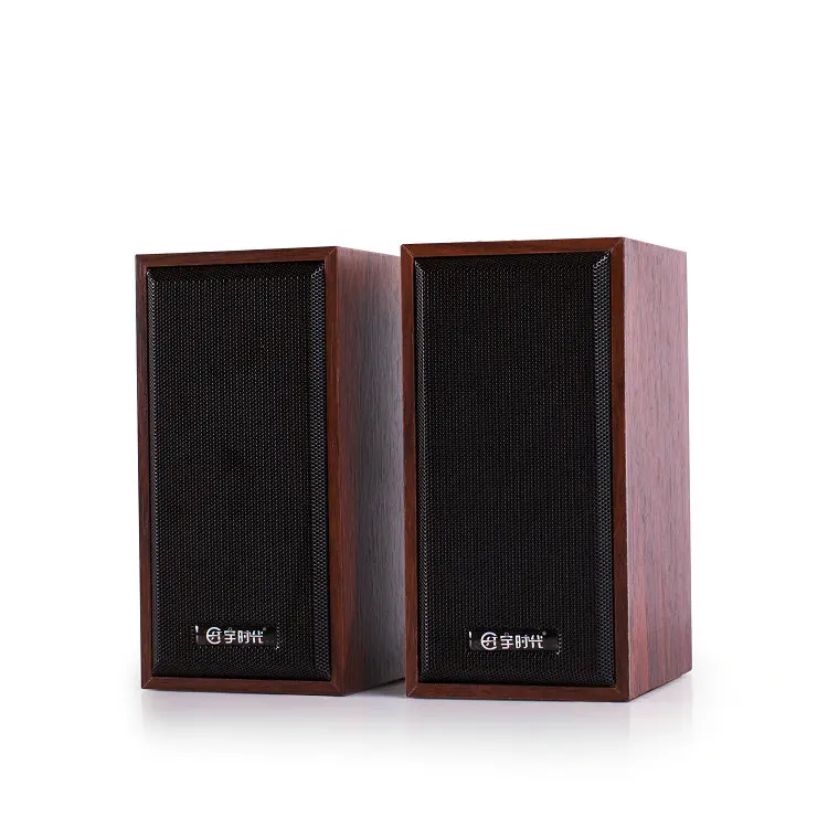 Wired Wooden Professional Speaker 2.0 USB  Laptop Speakers Compatible for Desktop
