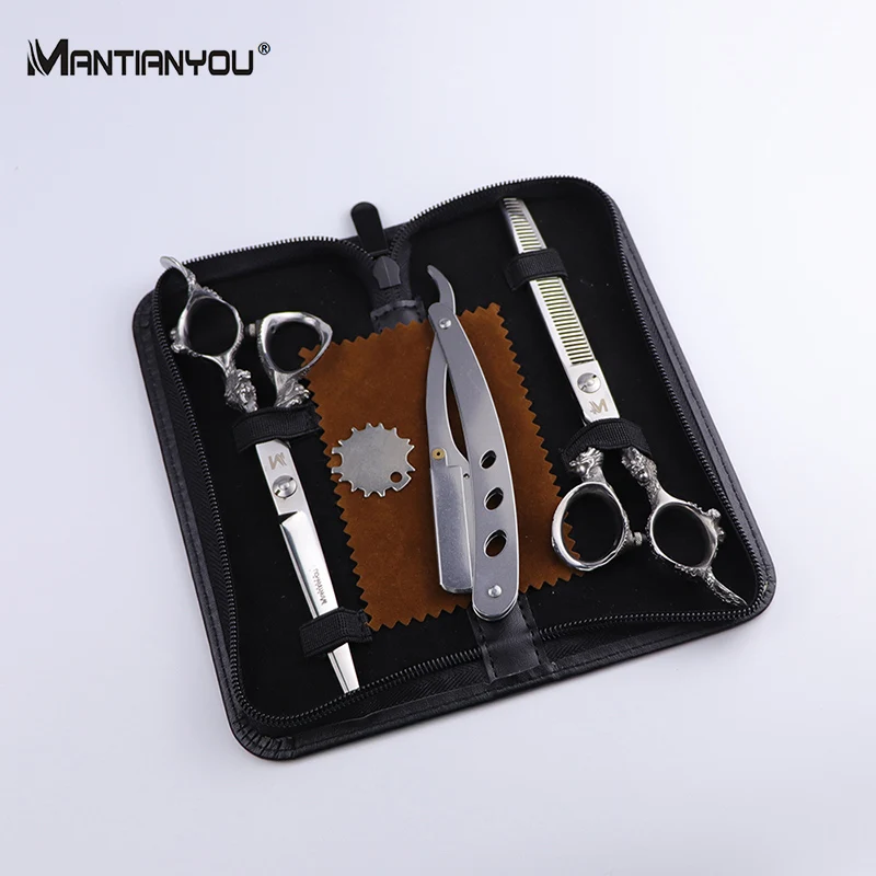 Hair Cutting Scissors Set Barberaprone Shears Hair Stylist Kit Hairdressing Barber Scissors