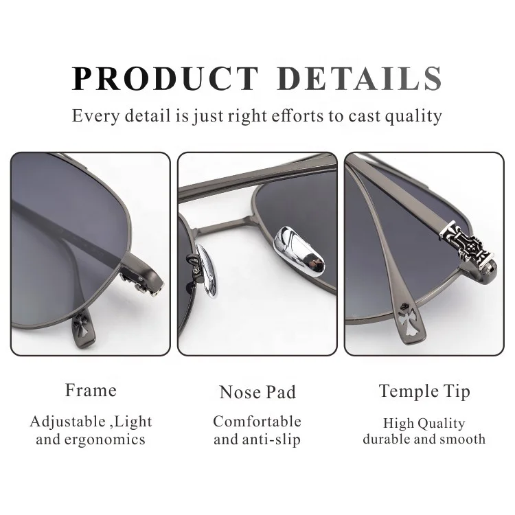 Luxury Aviation Golden Frame Sunglasses Trendy Branded Polarized Discolored Sun Glasses Gafas De Sol De Moda