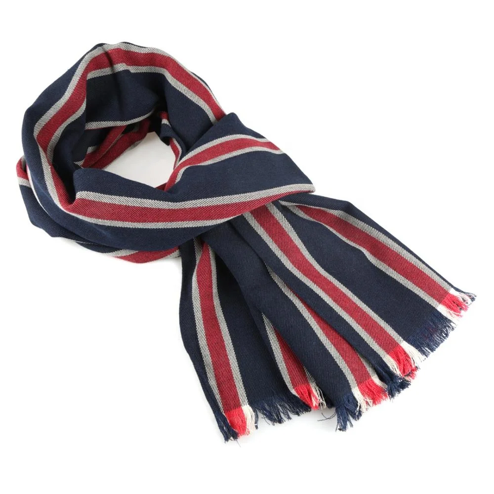 OEM Fashion Viscose Cotton Scarf Women Plain Striped Scarf