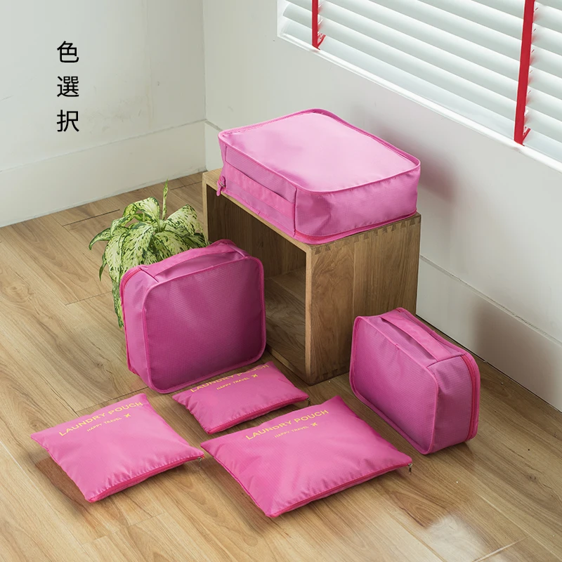 
8 Color Custom Private Logo Travel Accessories Laundry Pouch 6pcs Packing Cubes Set 400D Polyester Compression Travel Cubes 