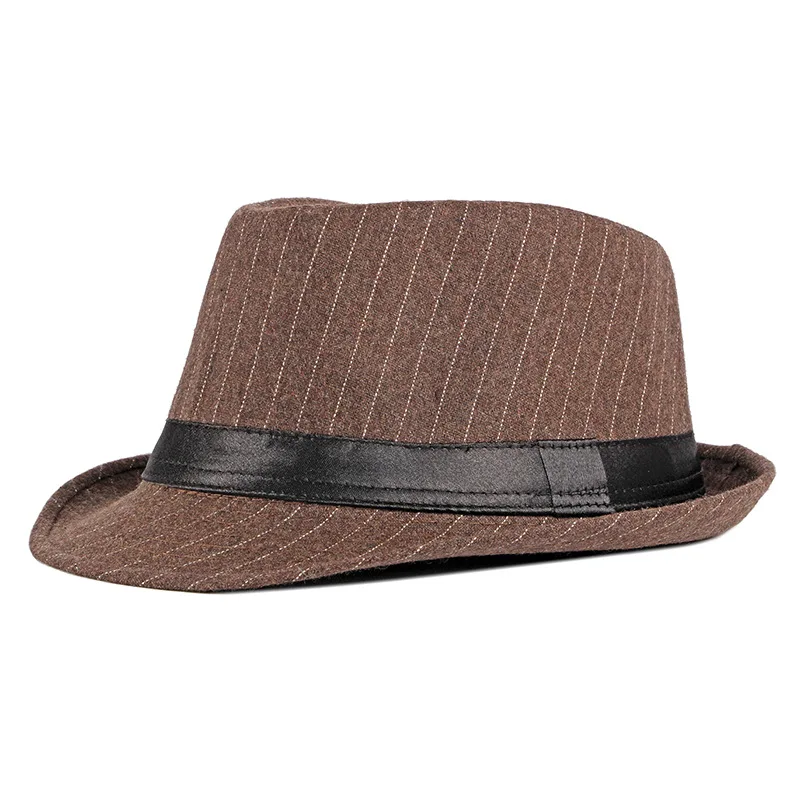 Unisex Classic Trilby Fedora Hat with Band Casual striped Jazz Cap Manhattan