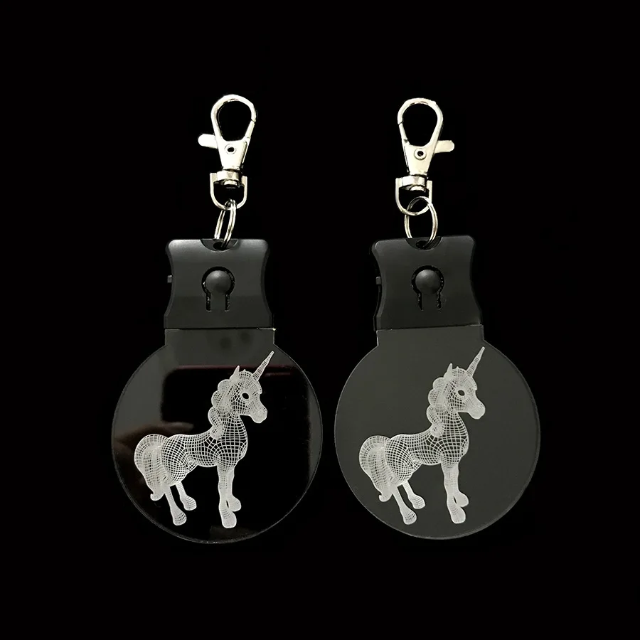 Custom Logo Flashing Acrylic key chain Led Keychains Glow In  Dark Light Up Badge Key Ring rgb led keychain