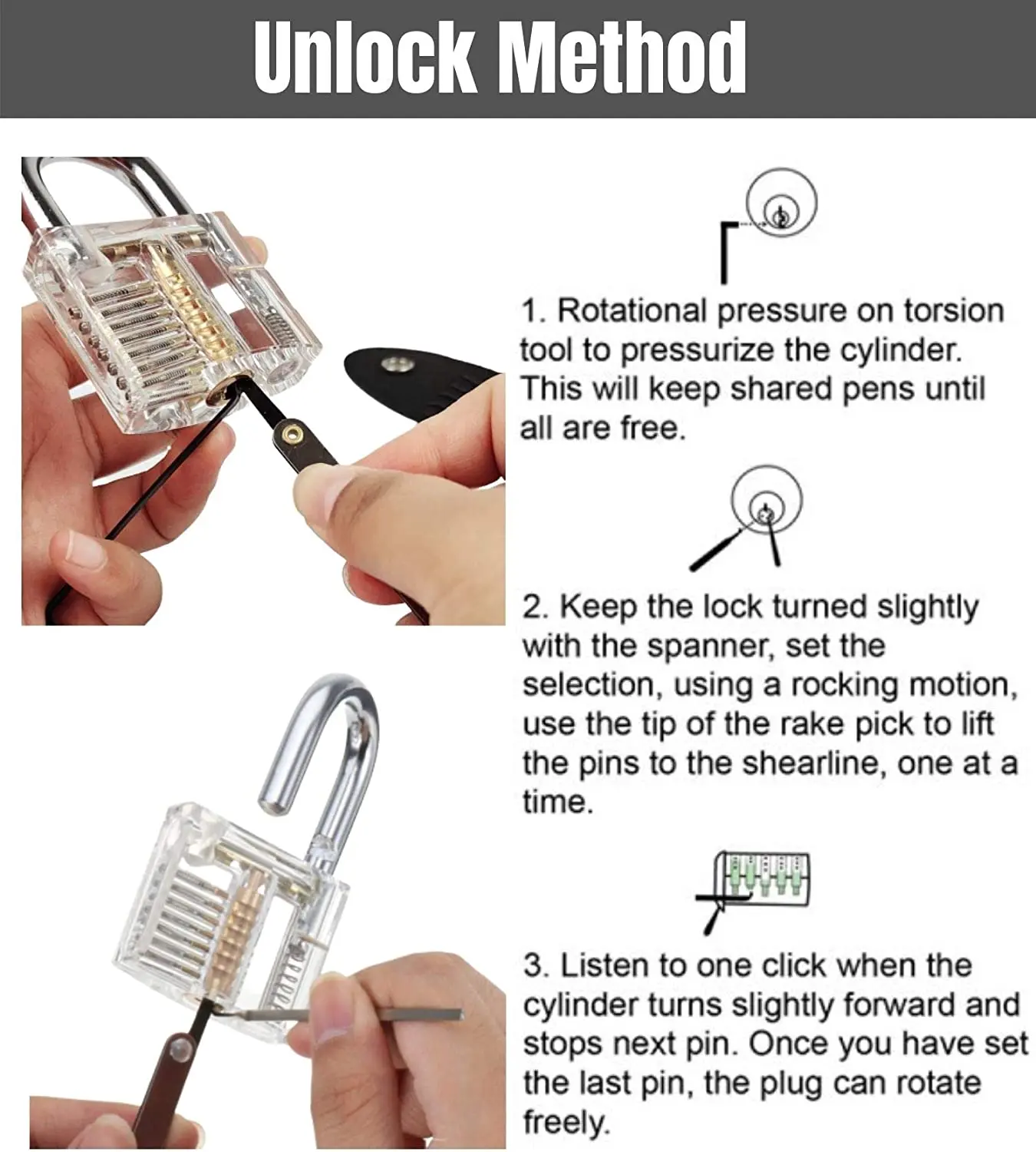 
2020 lock pick set security training unlocking locksmith supplies with transparent practice padlock 