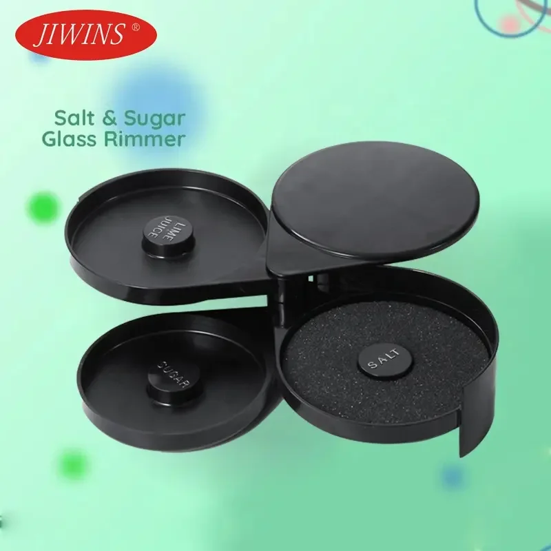 Jiwins hot sale black plastic sugar salt glass rimming 3 tier bar glass rimmer bartender tool