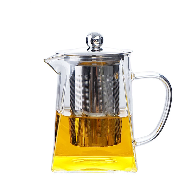 factory supply large capacity steeping teapot stainless steel filter flower borosilicate glass teapot with cups