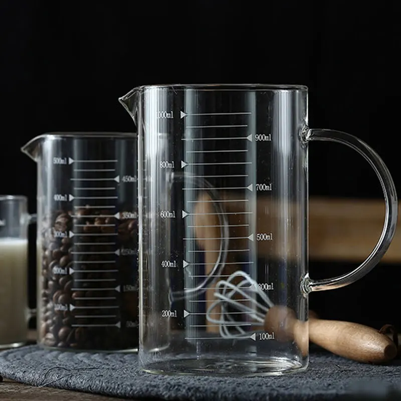 Glass Liquid Measuring Cup With Handle High Borosilicate Glass Scale for Kitchen or Restaurant Glass Measuring Beaker