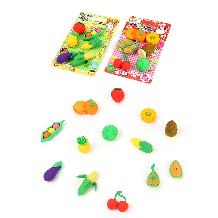 fancy cute japanese stationery eraser set tpr 3d kids rubber fruit erasers