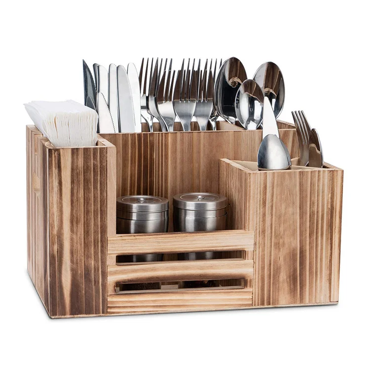 8 отсеков деревянные столовые приборы держатель античные белые пластиковые Кадиллак для кухни