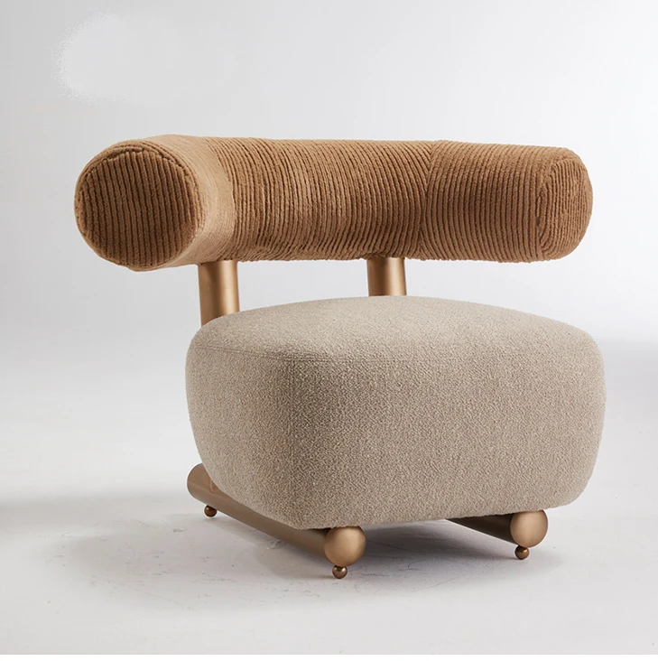 Nordic Style Nordic Modern Golden Base Icecream Color  Fabric Wedding Lounge Chair Living Room