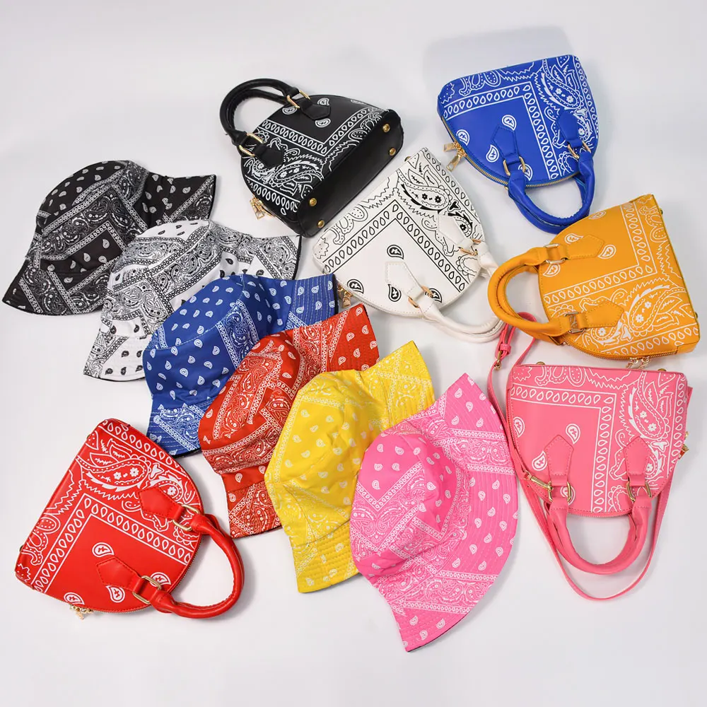 
Best Design Leather Simple Printed shell hand bag for women with simple chain shoulder bag purse and hat set 