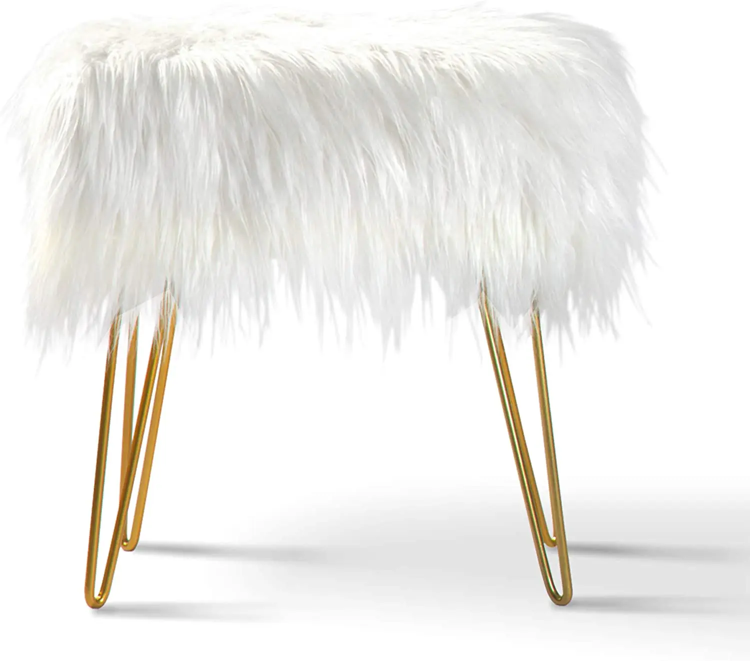18inch Faux Fur Vanity Chair Fuzzy Fluzzy Stool Ottoman Foot Rest