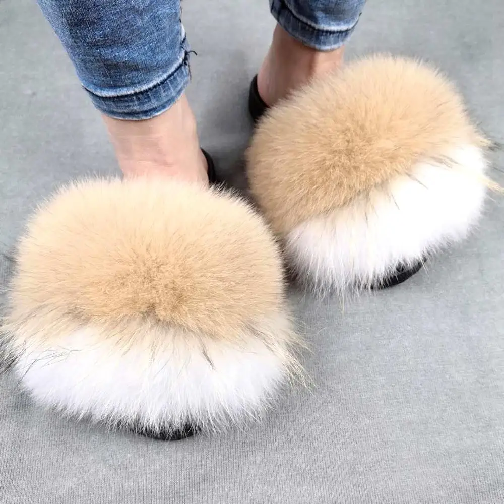 Perfect Wholesale Fashionable Real Fur  Womens Leather Fur Slipper