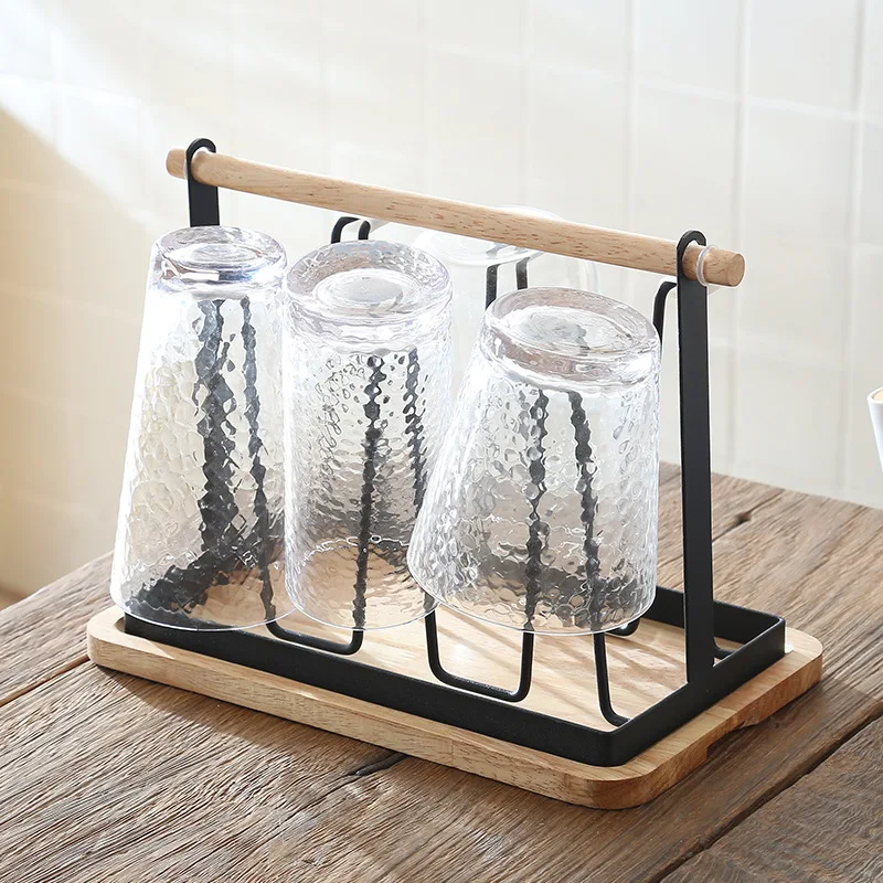 Cup Drying Rack Bottle Drying Rack Metal 6 Cup Mugs Organizer Silicone Protective Hooks Non-Slip Bottle Drying Holder