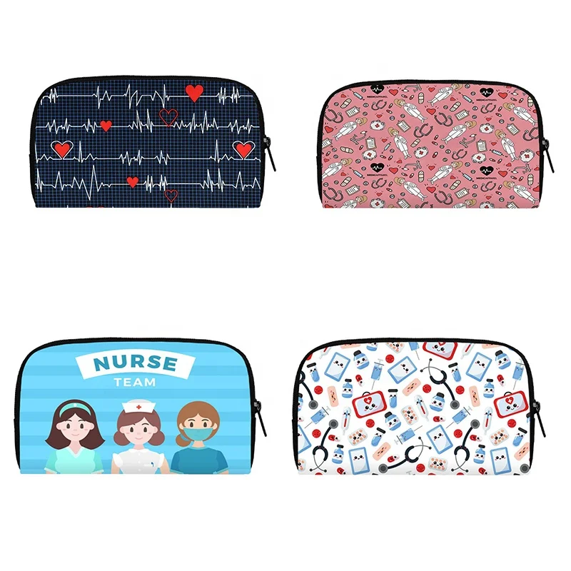 Nurse Gift Doctor Nurse Coin Purse black doctor nurse magic medical Syringe Ladies ECG  Women Long Big Wallet Bag
